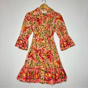 Farm Rio Anthropologie Painted Bananas Pink Mini Dress Women’s Size XS
